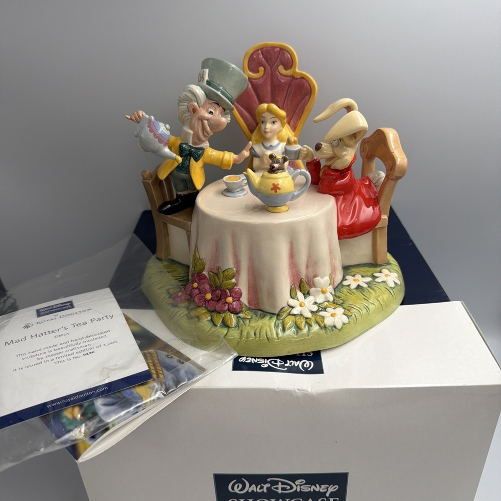 Rare Mad Hatters Tea Party DM15 – Royal Doultoun Storybook Figurine! Signed!